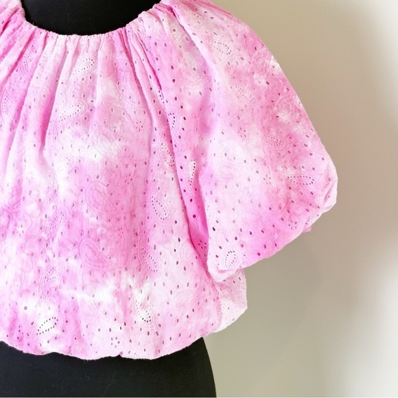 Free the Roses Paisely Eyelet Balloon Top with Tie-dye Effect XS - Picture 2 of 9